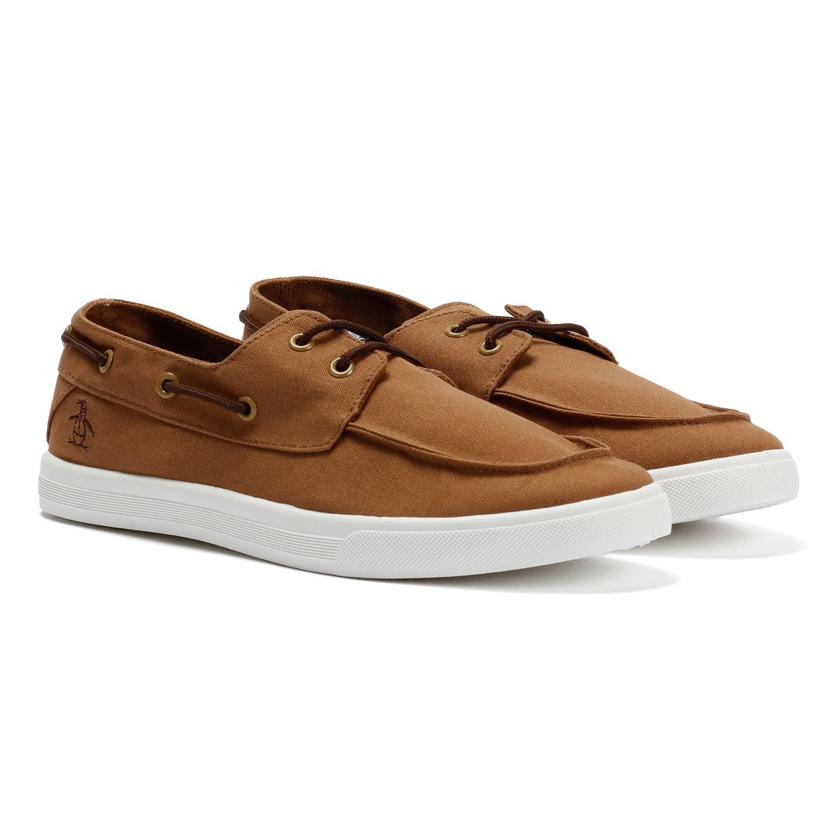 Penguin Sailor Canvas Herren Braune Schnürschuhe