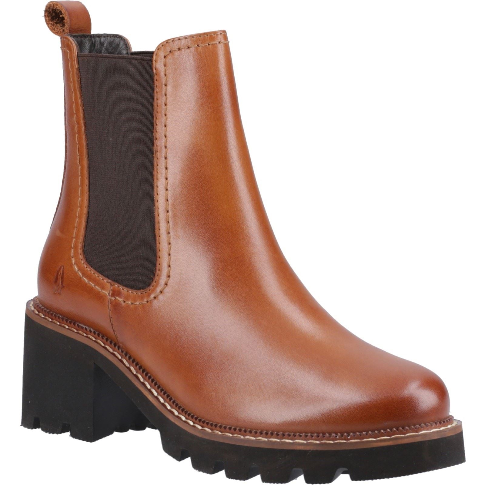 Hush Puppies Gaia Damen Stiefeletten aus braunem Leder mit Absatz