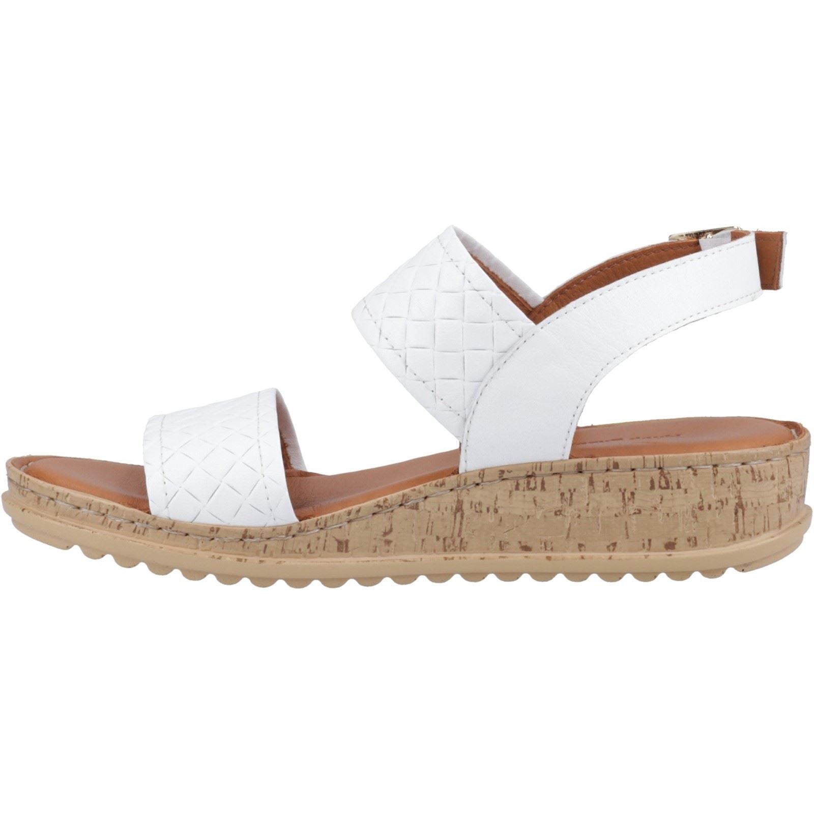 Hush Puppies Ebony Wide Fit Damen Sandalen Aus Weißem Leder