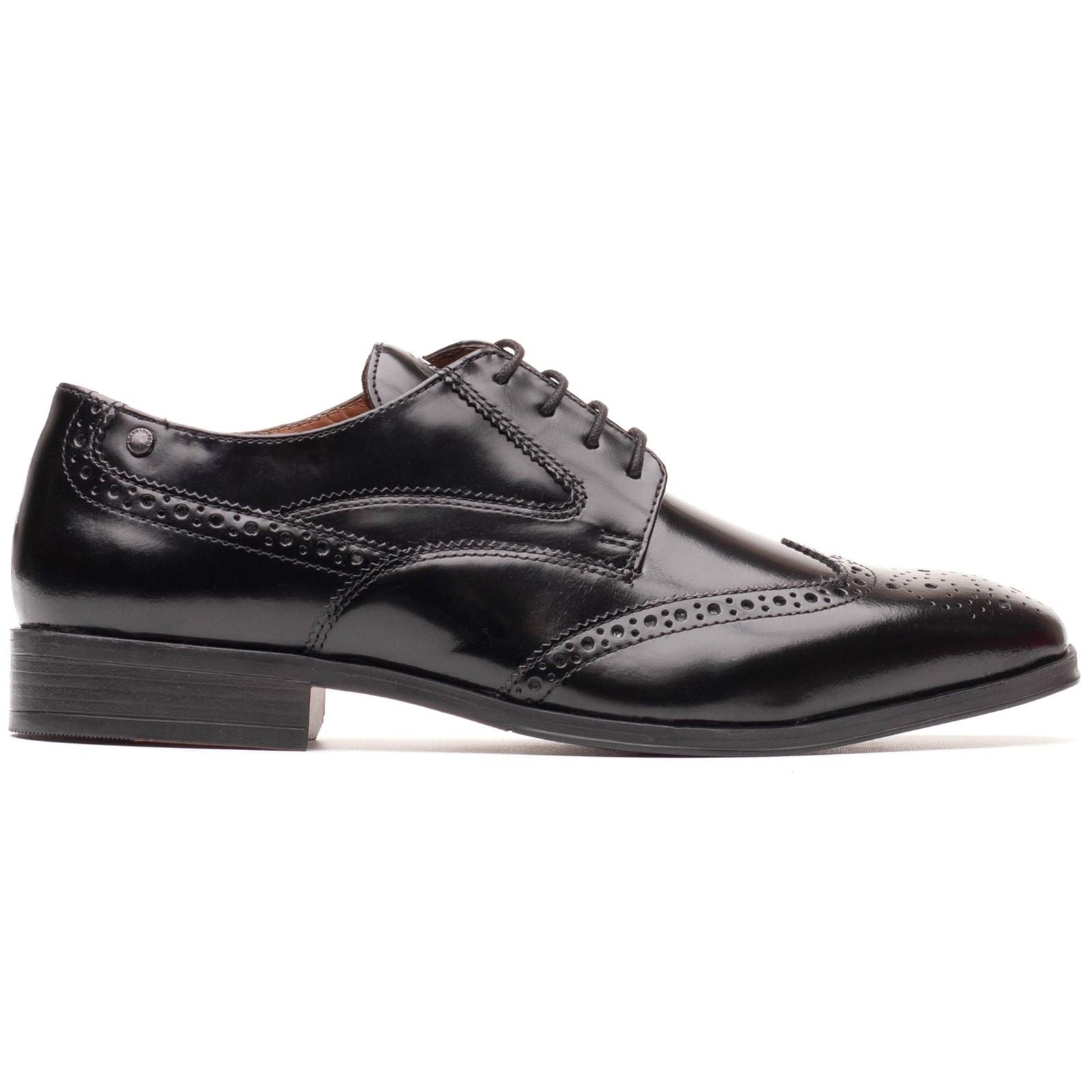 Base London Steeple Leder Männer Hi Shine Schwarze Farbe Brogues Schuhe