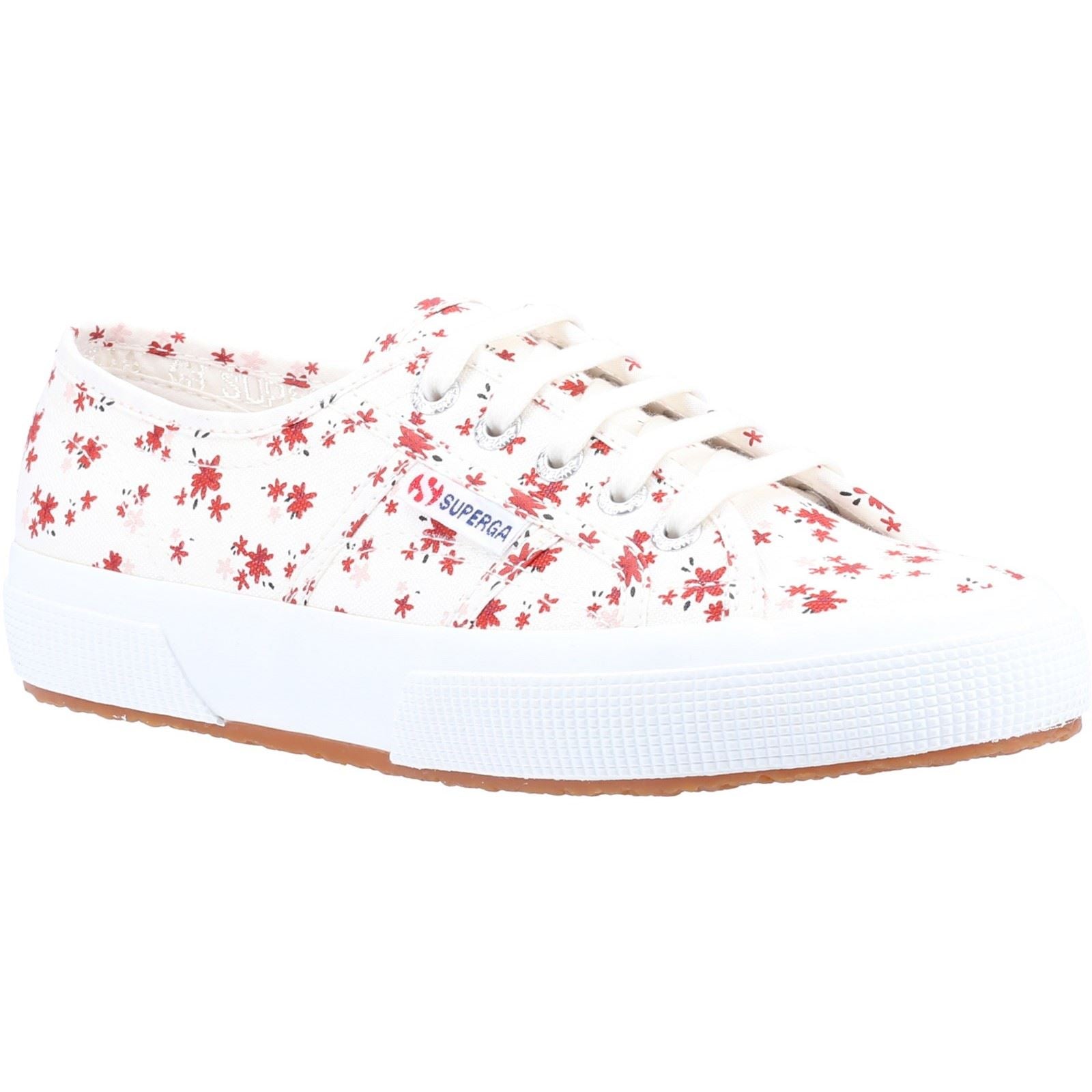 Superga 2750 Print 100% Baumwoll-Damensneaker In Weiß/Rot