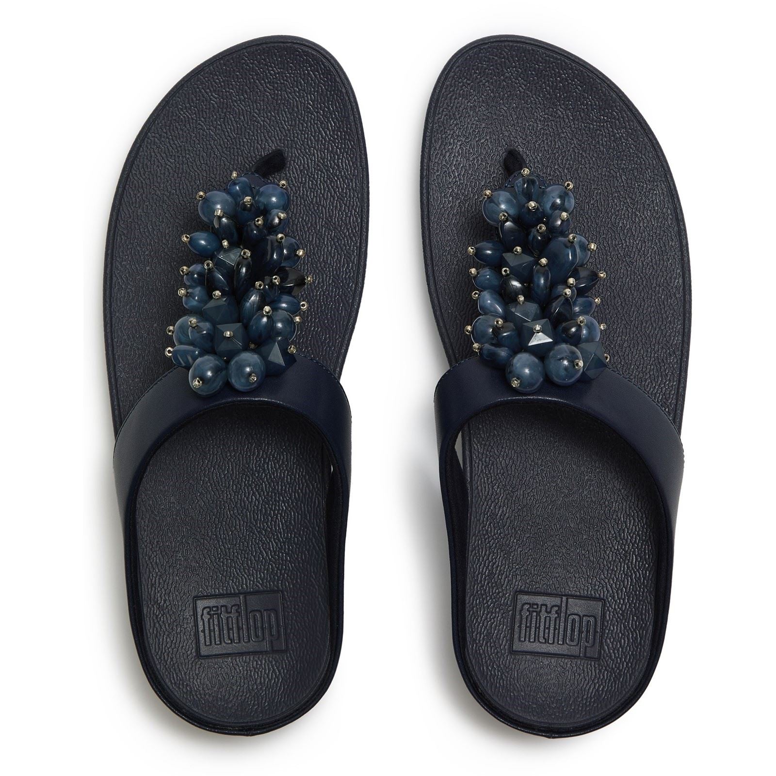 Fitflop Fino Toe-Post Polyurethan Damen Sandalen In Mitternachtsblau