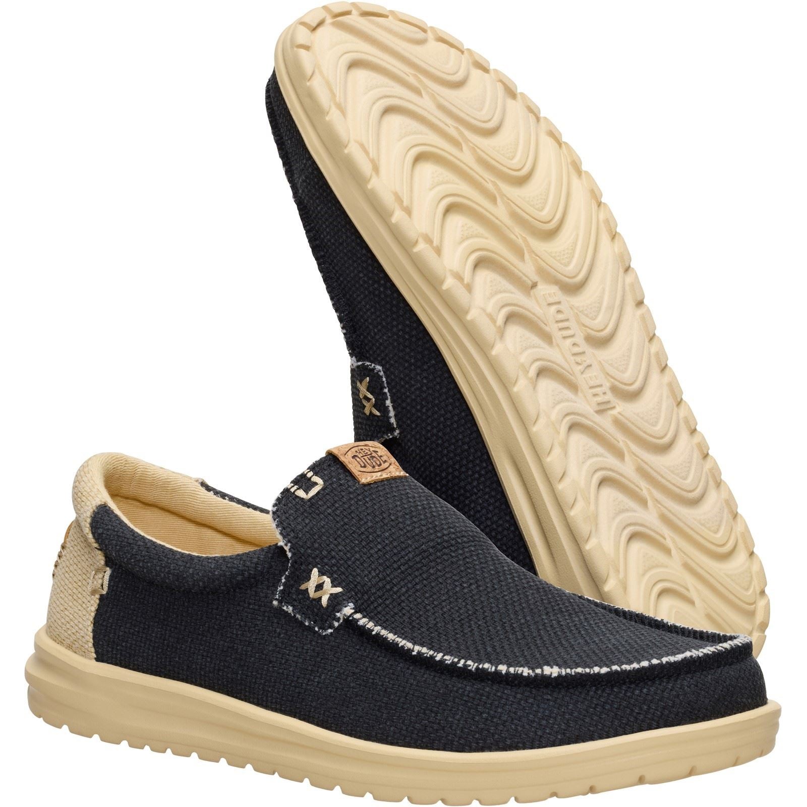 HEYDUDE Mikka Braided Textil Herren Schwarz/Boulder Tan Freizeitschuhe