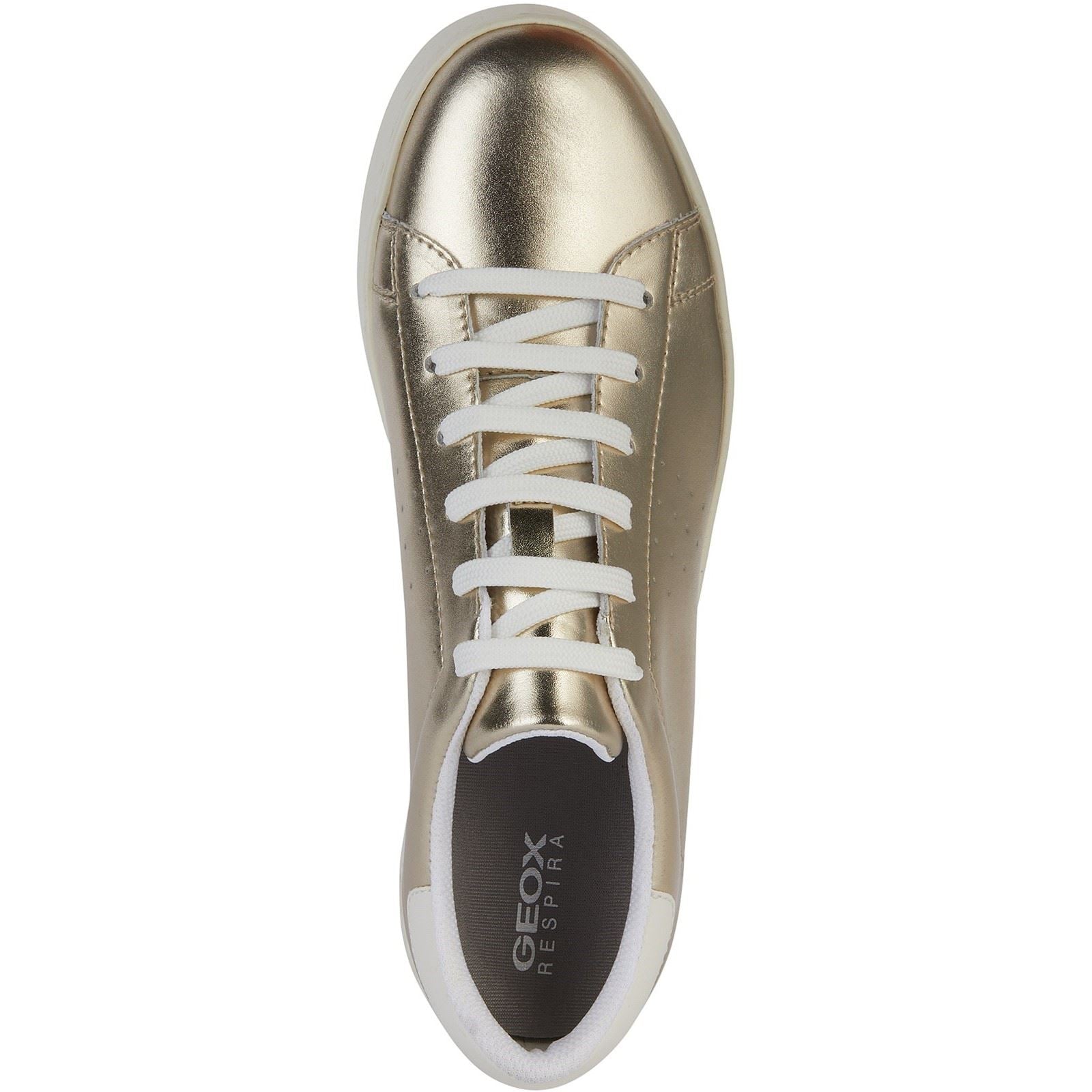 Geox D Jaysen B Faux Leder Damen Sneakers Lichtgold/Optik Weiß