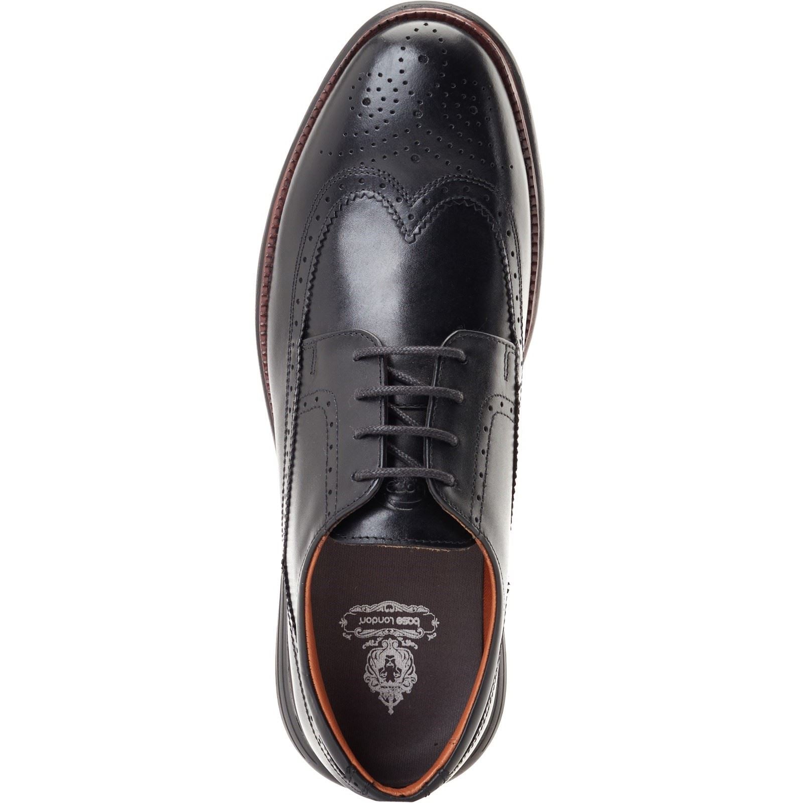 Base London Flight Leder Herren Schwarz Brogues-Schuhe
