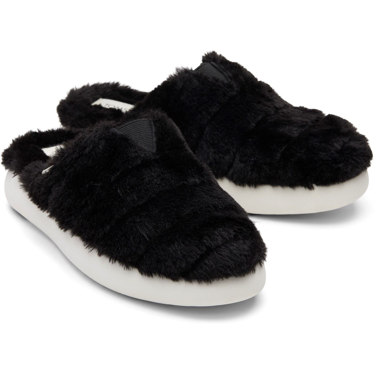 TOMS Alpargata Mallow Polyester Kunstfell Damenschuhe In Schwarz Aus Kunstfell