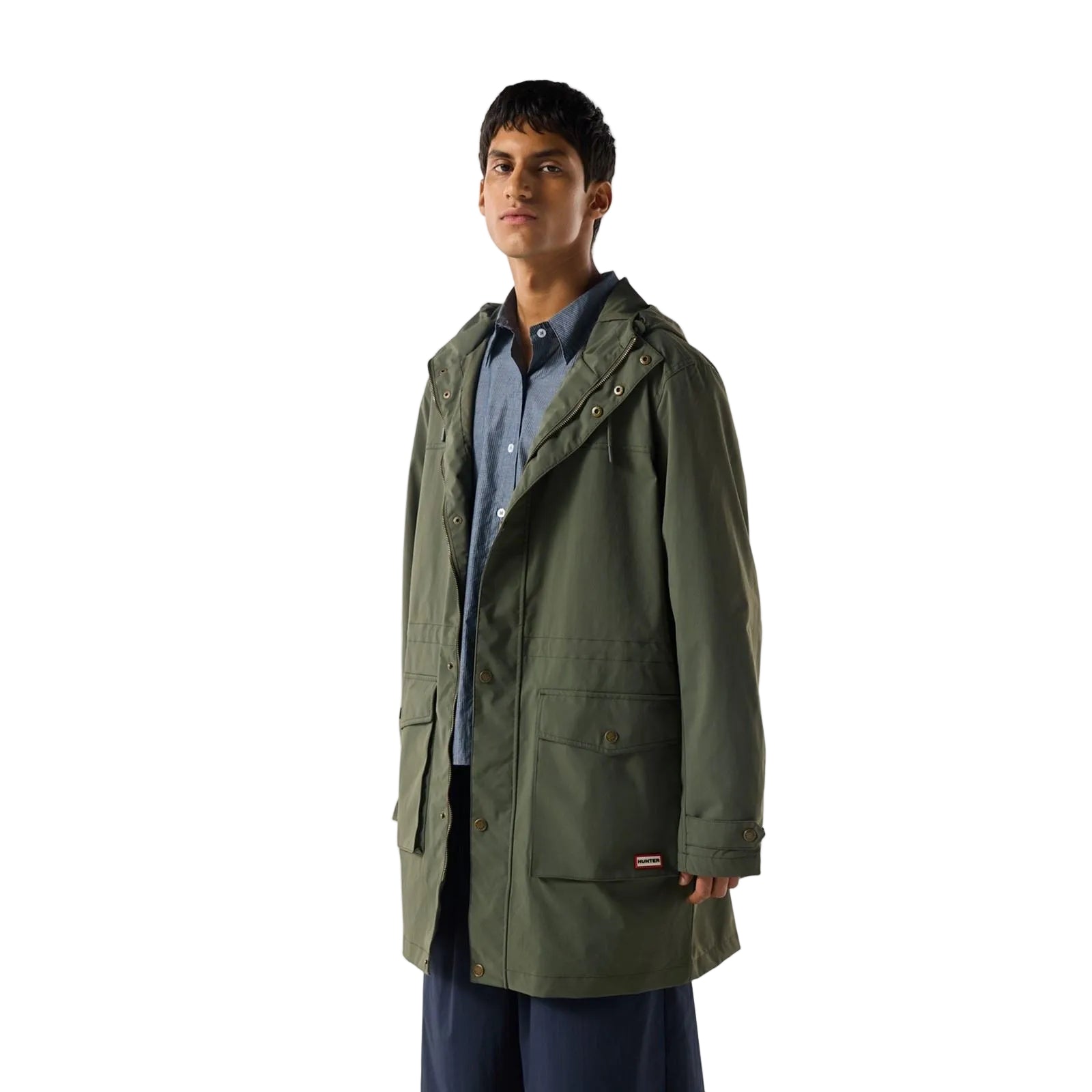 Hunter Lightweight Waterproof Herren Grüne Regen Parkas