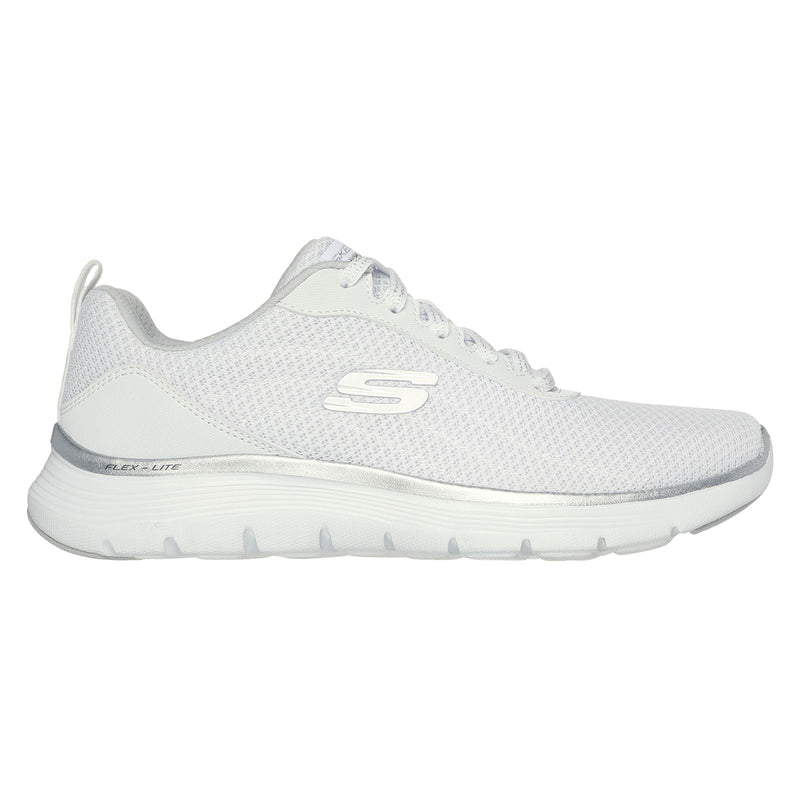 Skechers Flex Appeal 5.0 Uptake Textil Damen Sneaker In Weiß/Silber