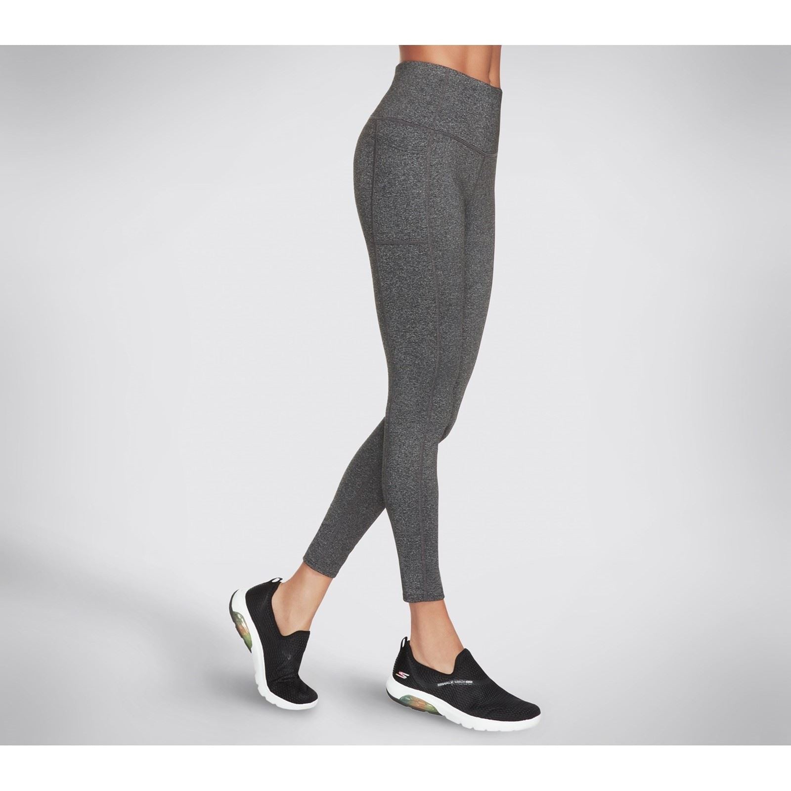 Skechers Performance GOWALK Wear High Waisted Nylon Damen Graue Sportleggings