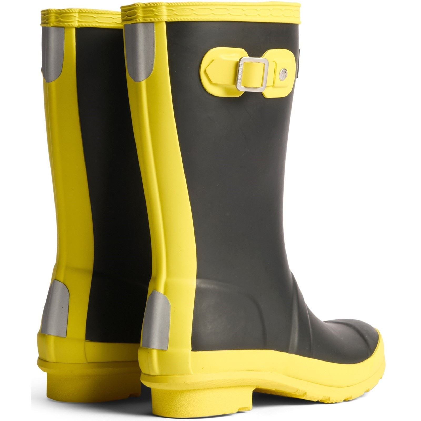 Hunter Junior Originals Gummi Unisex Kinder Gummistiefel Schwarz/Leuchtend Gelb