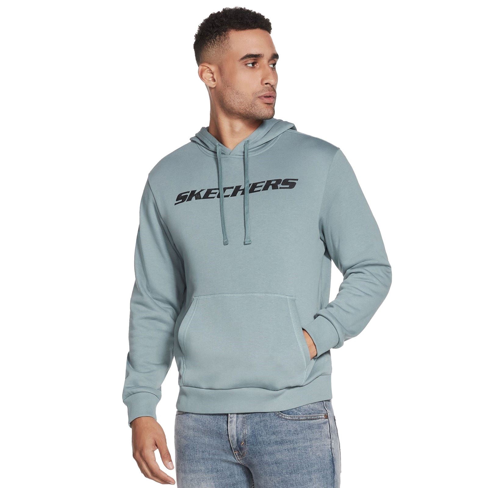 Skechers Performance Heritage Baumwoll Herrenblauer Kapuzensweatshirt