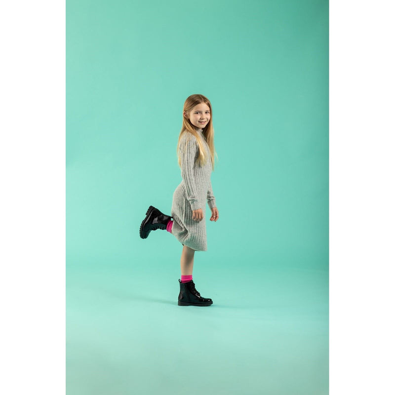 Hush Puppies Lauren Patent Junior Mädchen Schwarze Farbe Lederstiefel