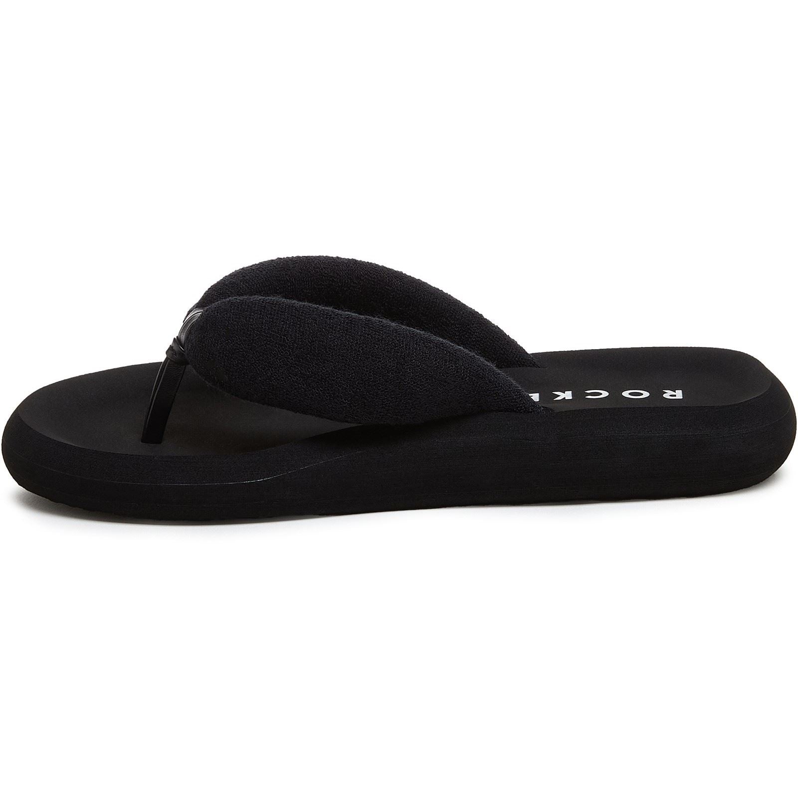 Rocket Dog Sunset Puff Atlanta Stoff Damen Schwarze Flip-Flops