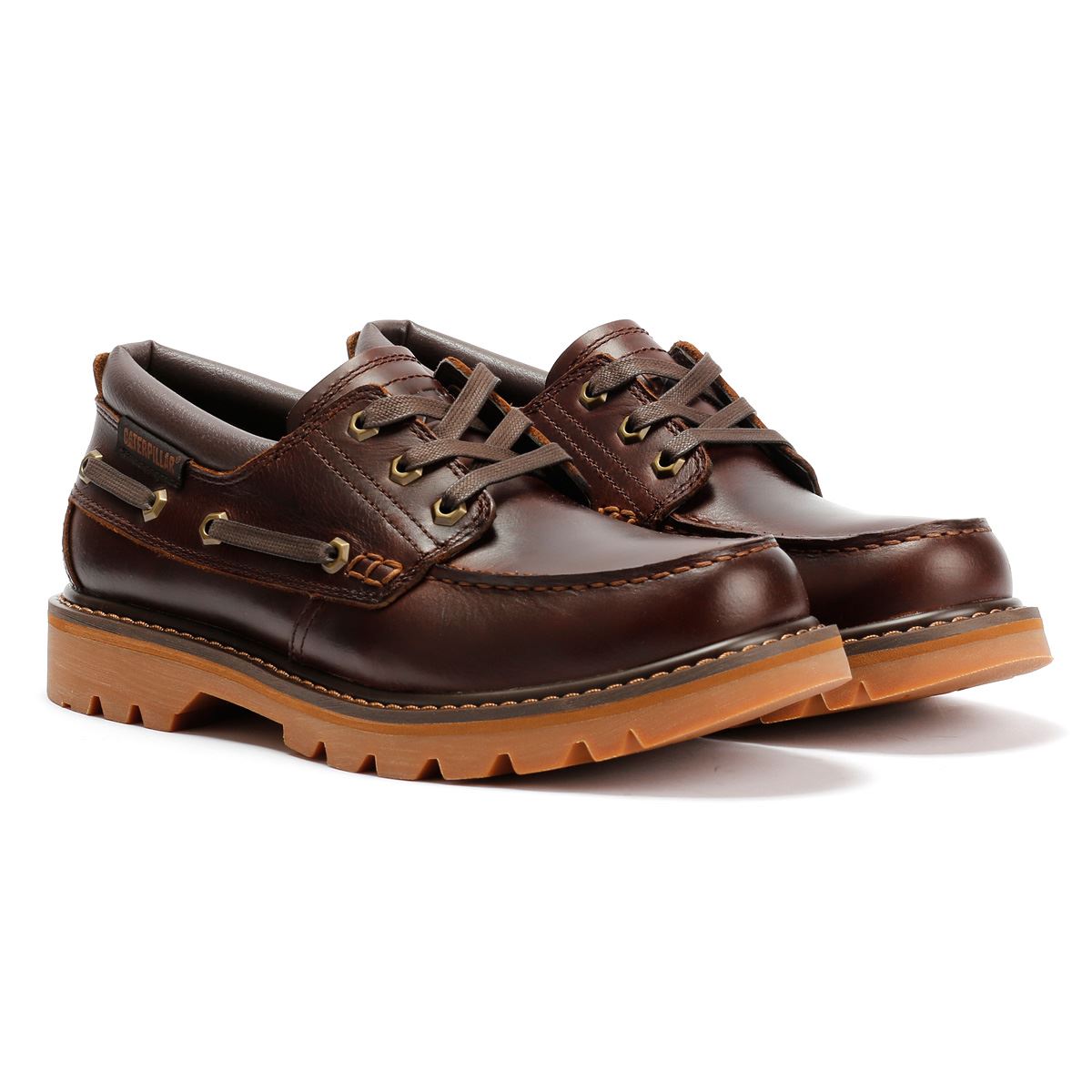 Caterpillar Colorado Boat Lo Herren Leder Braune Schnürschuhe