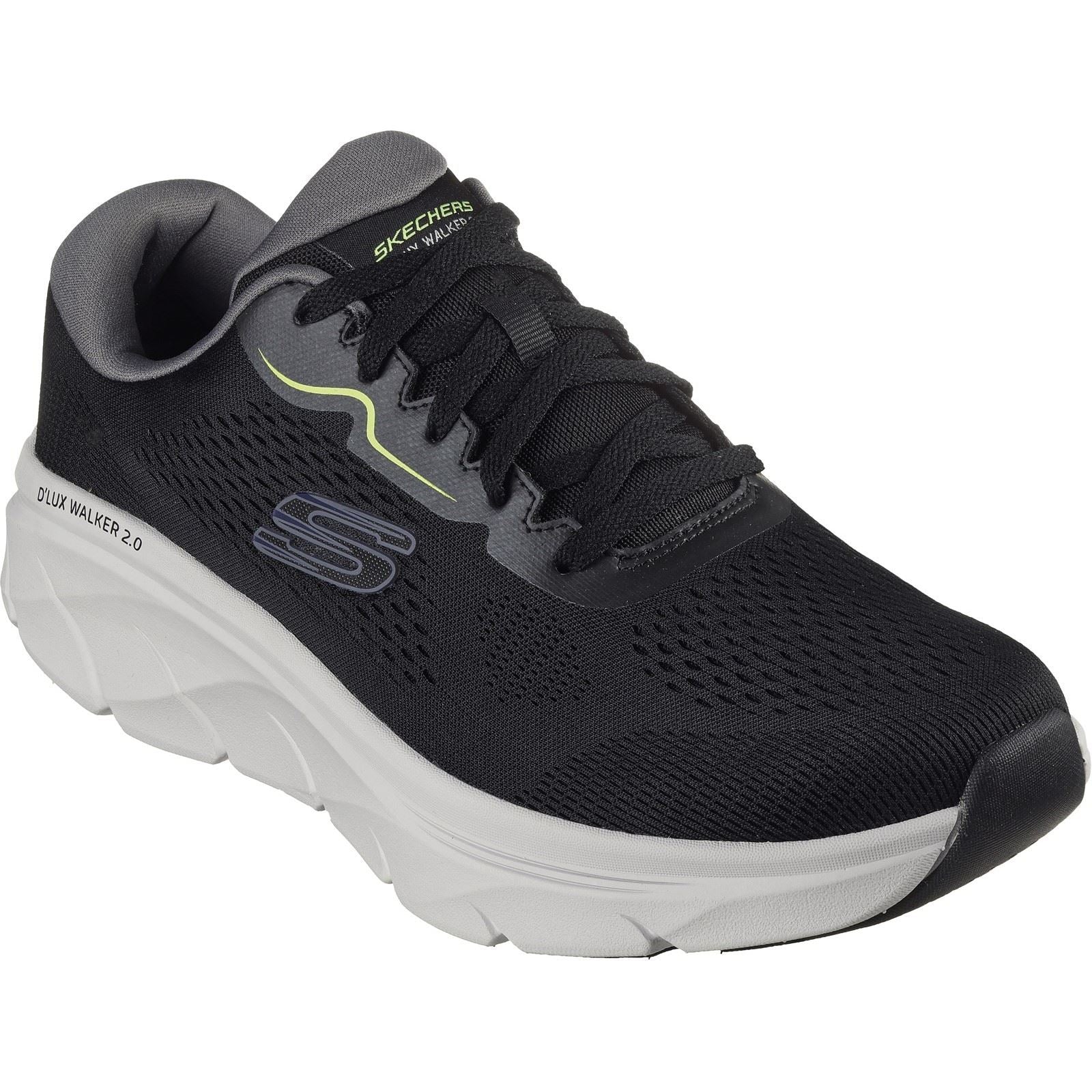 Skechers D'Lux Walker 2.0 Synthetik Herren Schwarz/Limette Sneaker