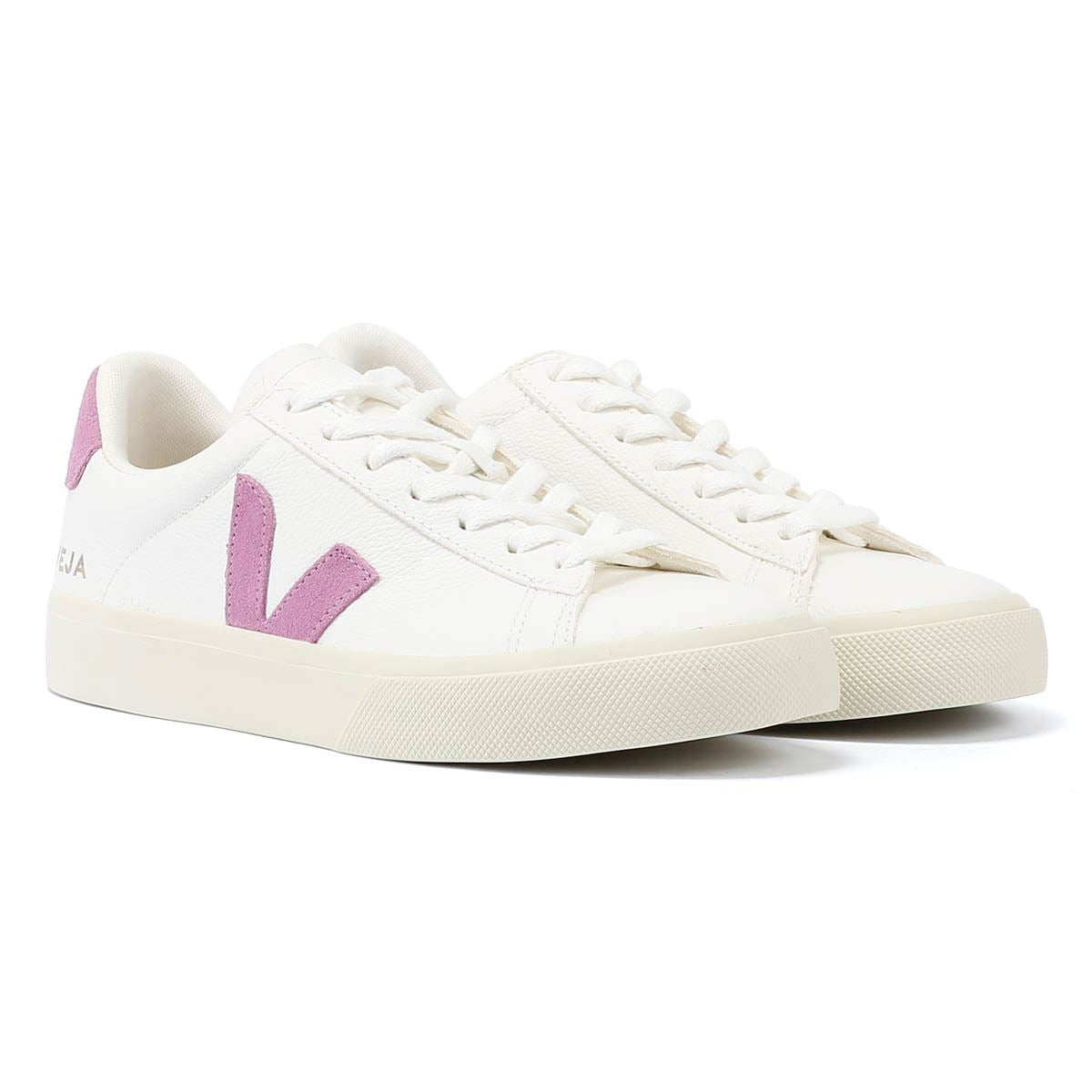 Veja Campo Leder Damen Turnschuhe In Weiß/Maulbeere