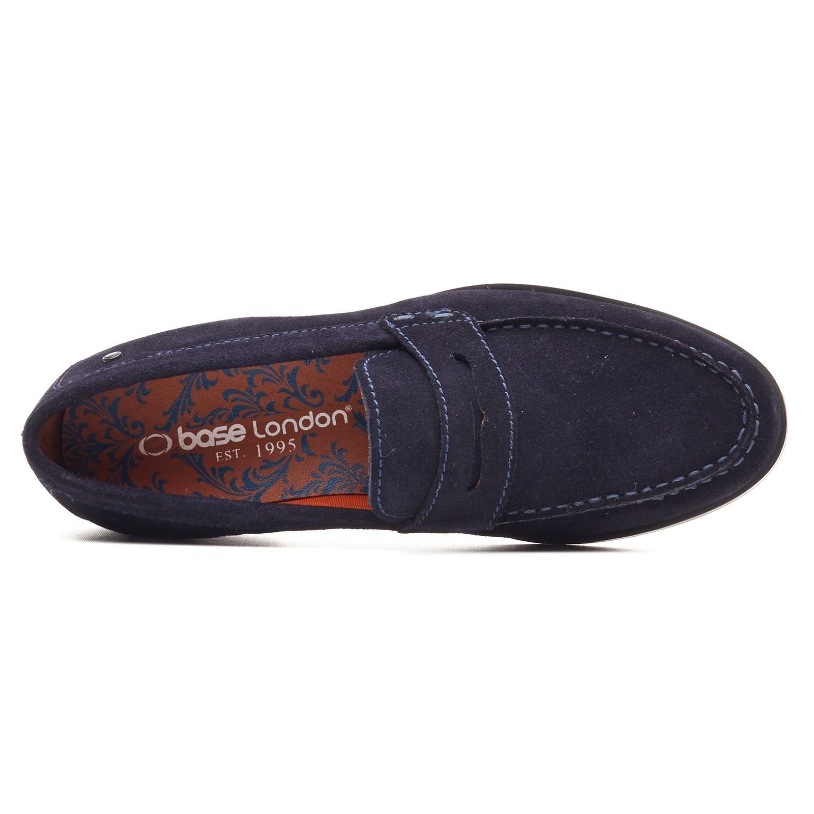 Base London Slate Loafer Leder Herren Marineblaue Slipper