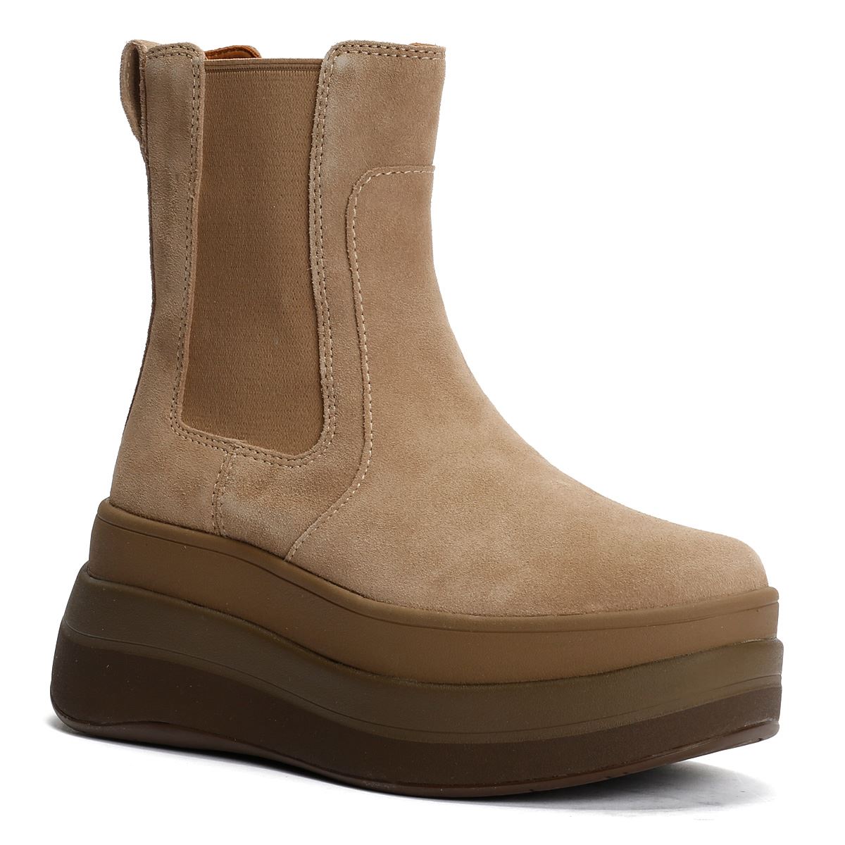 FitFlop F-Mode Wildleder Damen Stiefel In Beige