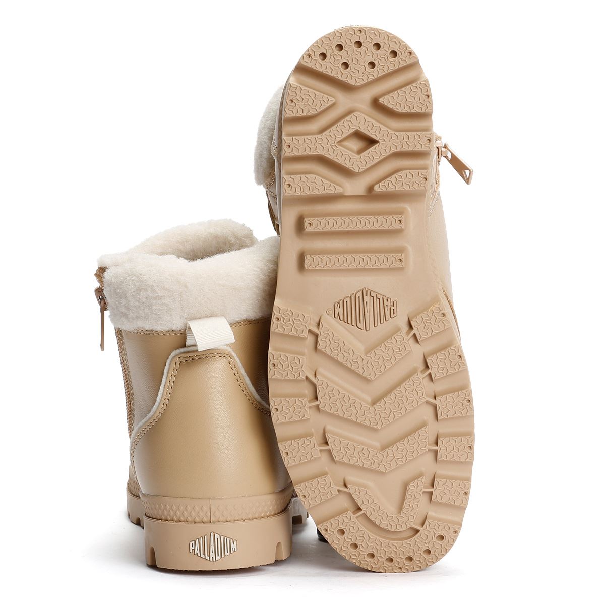 Palladium Pampa HI Snow Warm Leder Damen Beigefarbene Stiefel