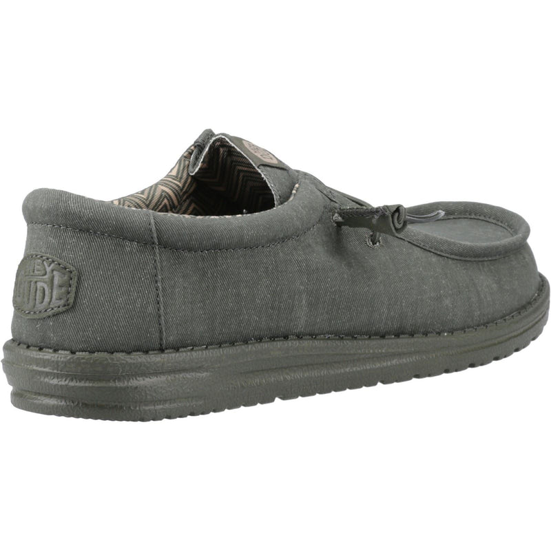 HEYDUDE Wally Stretch Canvas Herren Mokassin Schuhe aus tiefgrünem Baumwollstoff
