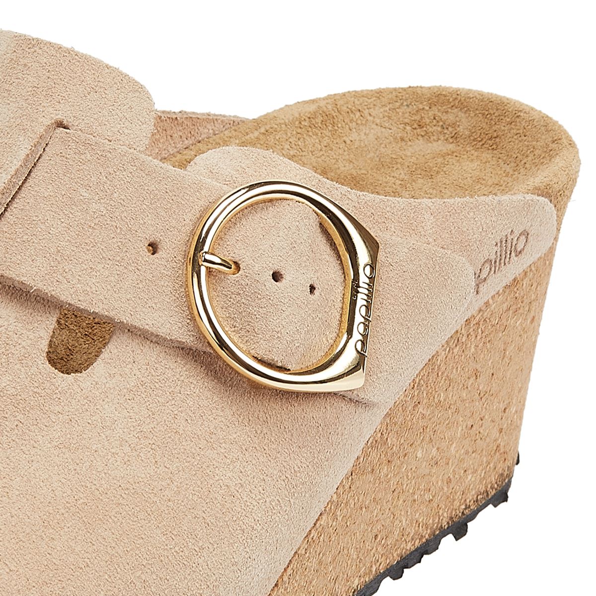 Birkenstock Fanny Ring-Schnallen Wildleder-Warm-Sand Damen-Beige-Wedges