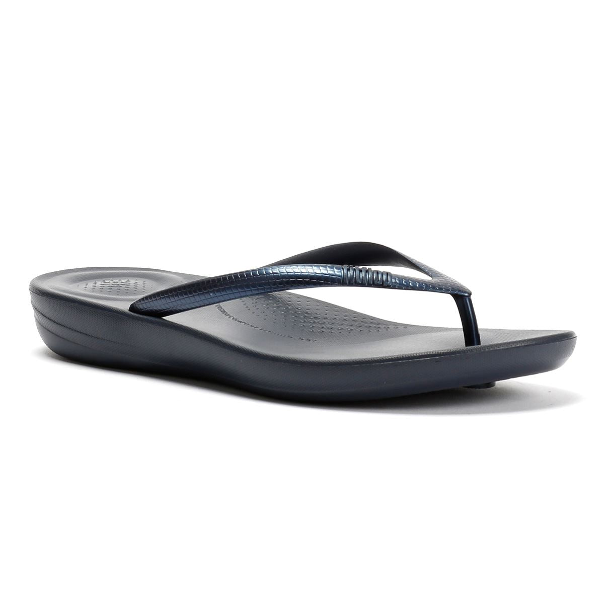 FitFlop Iqushion Ergonomic Gummi Frauen Blaue Flip-Flops