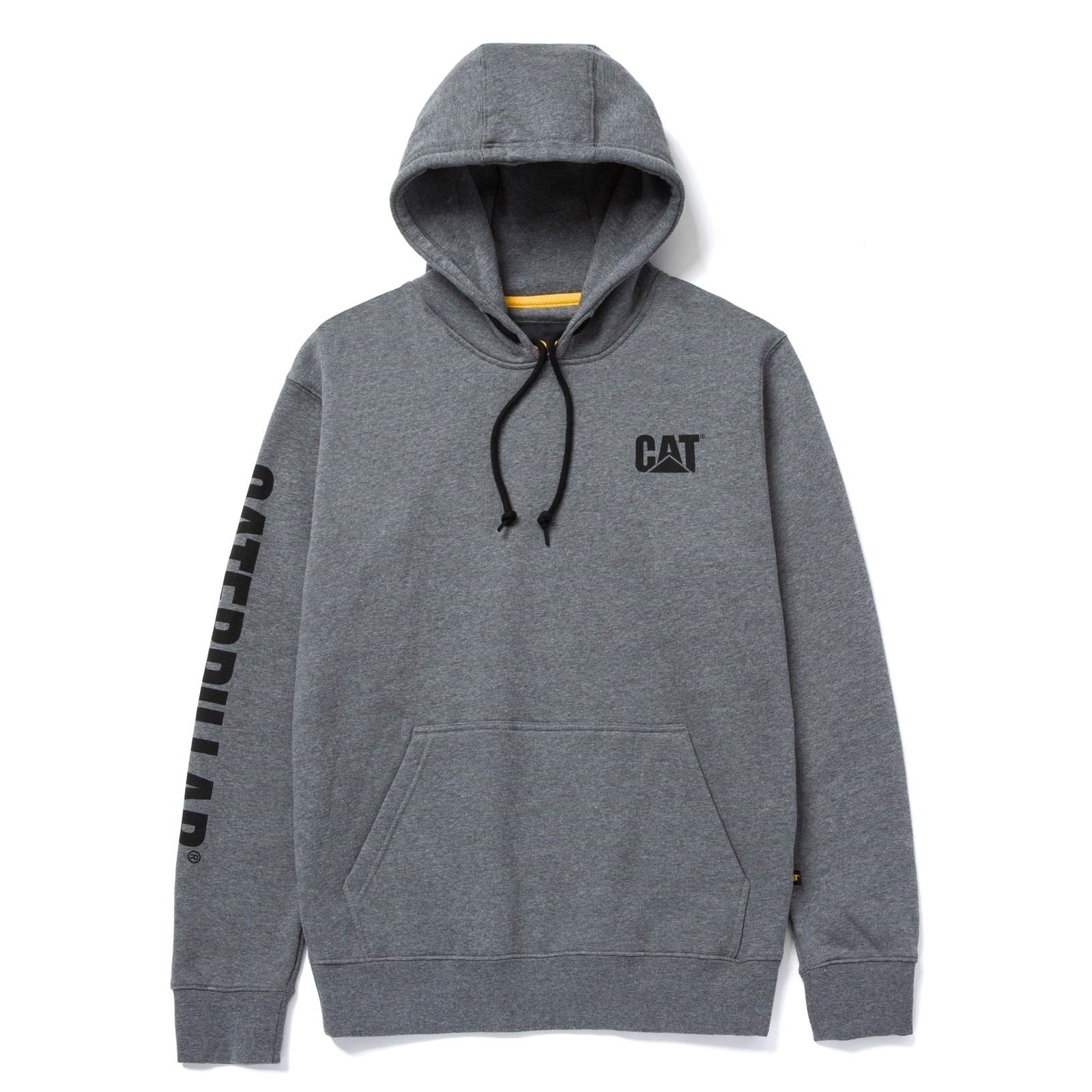 Caterpillar Trademark Banner Baumwoll Herren Graues Kapuzensweatshirt