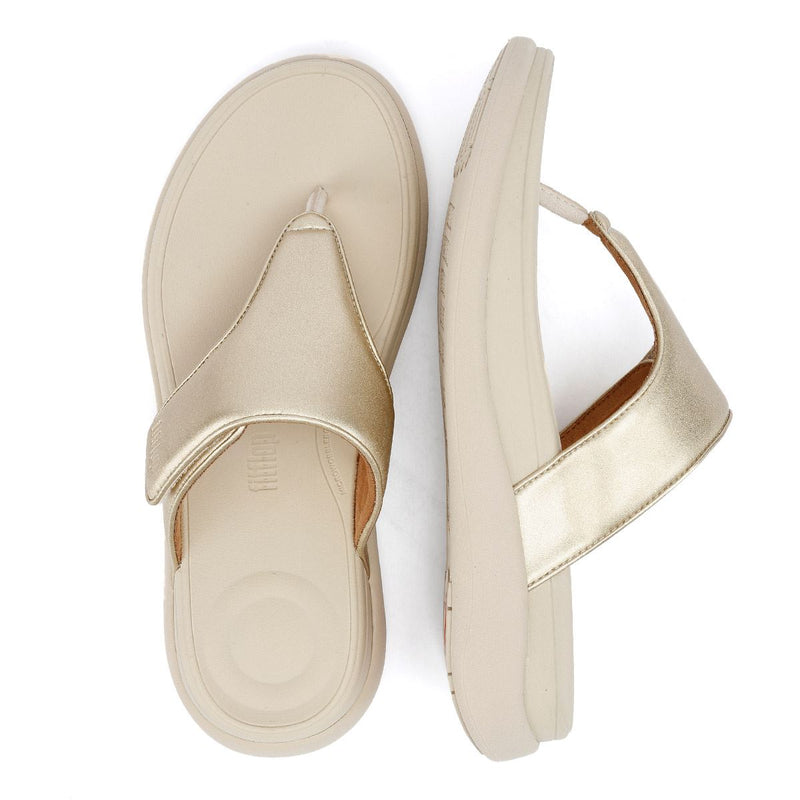 FitFlop F-Mode Go Adjustable Flatform Damen Gold Sandalen