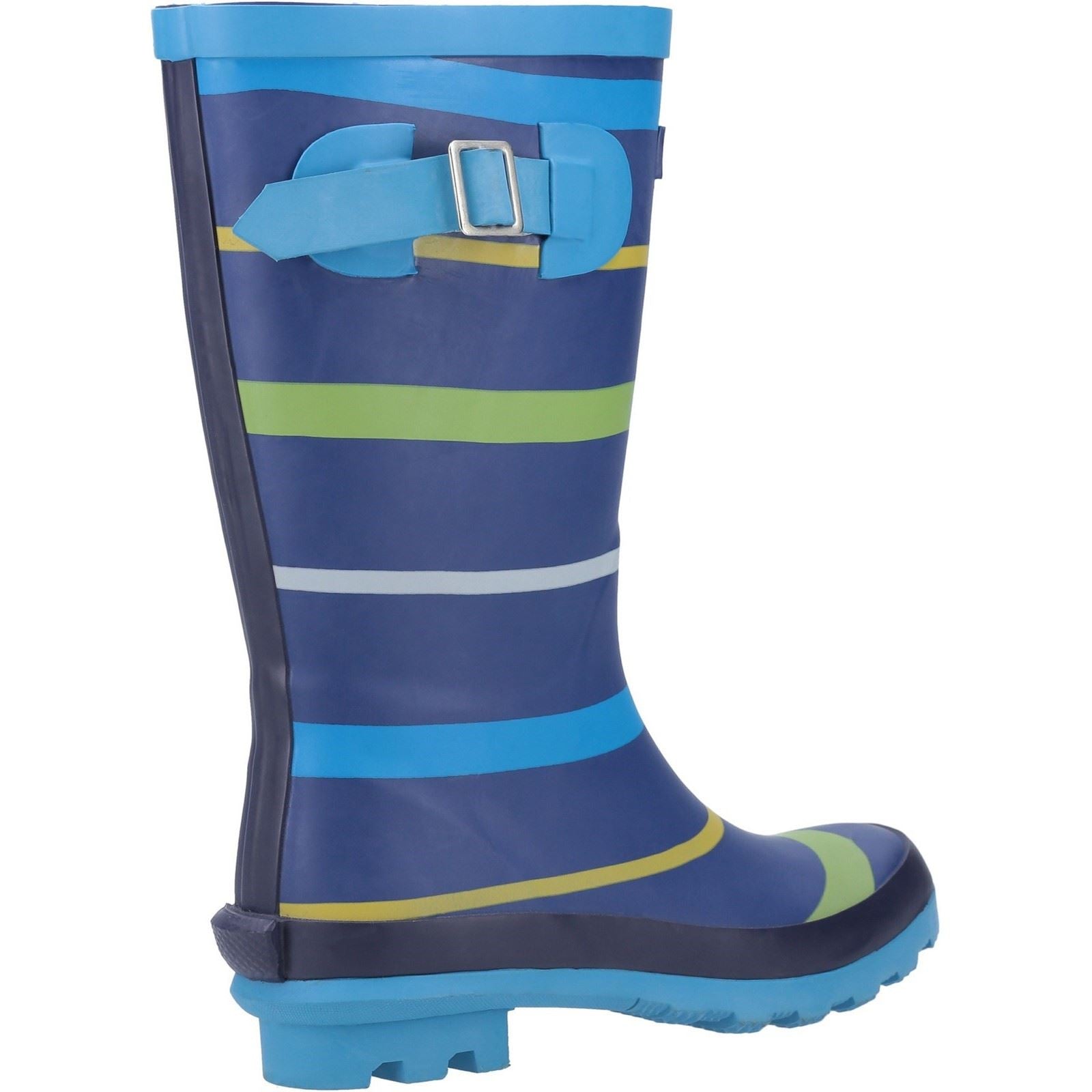 Cotswold Stripe Wellington Gummistiefel In Blau/Grün/Gelb Für Jungen
