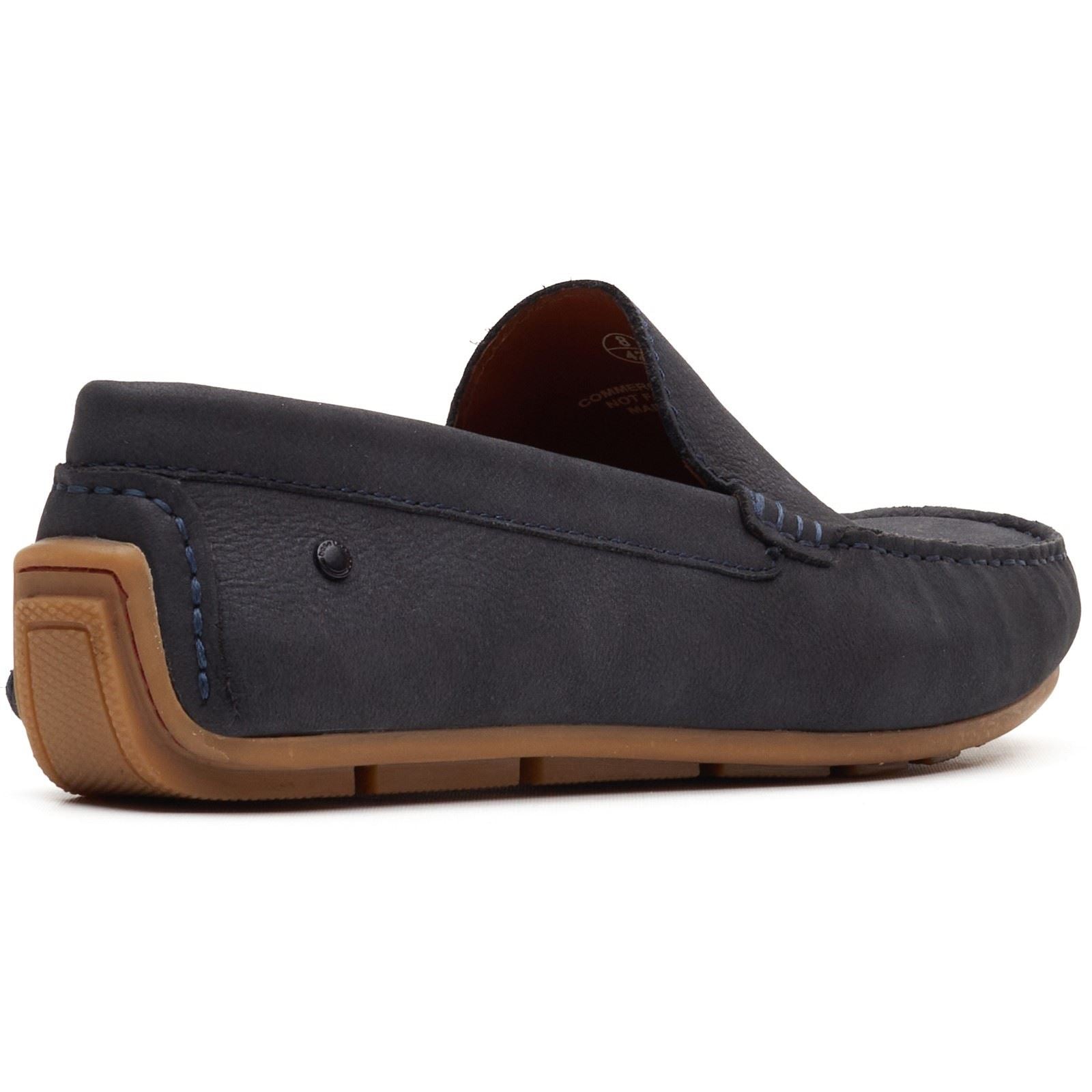Base London Moss Driver Leder Herren Marineblaue Slipper