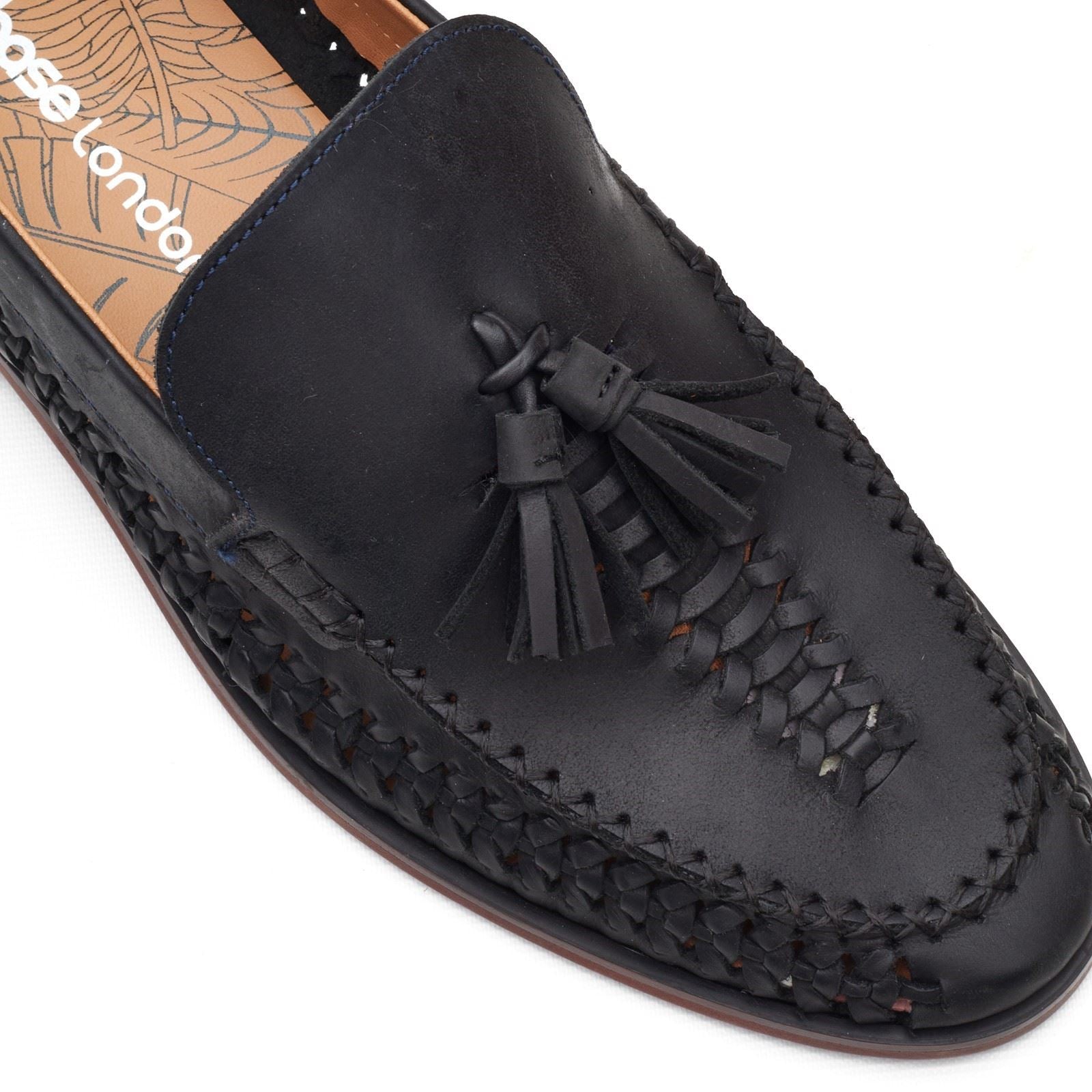 Base London Bracken Loafer Leder Herren Marineblaue Slipper