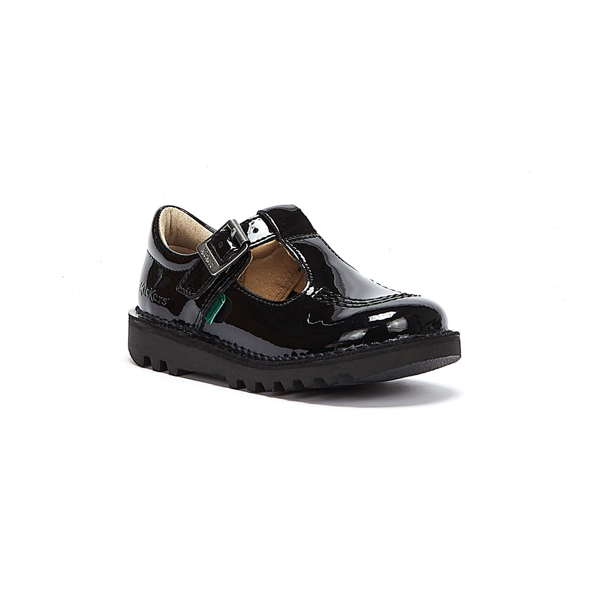 Kickers Infant Schwarz Kick T Bar Lackleder Schuhe