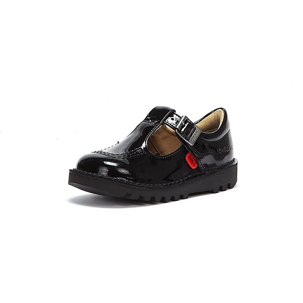 Kickers Infant Schwarz Kick T Bar Lackleder Schuhe