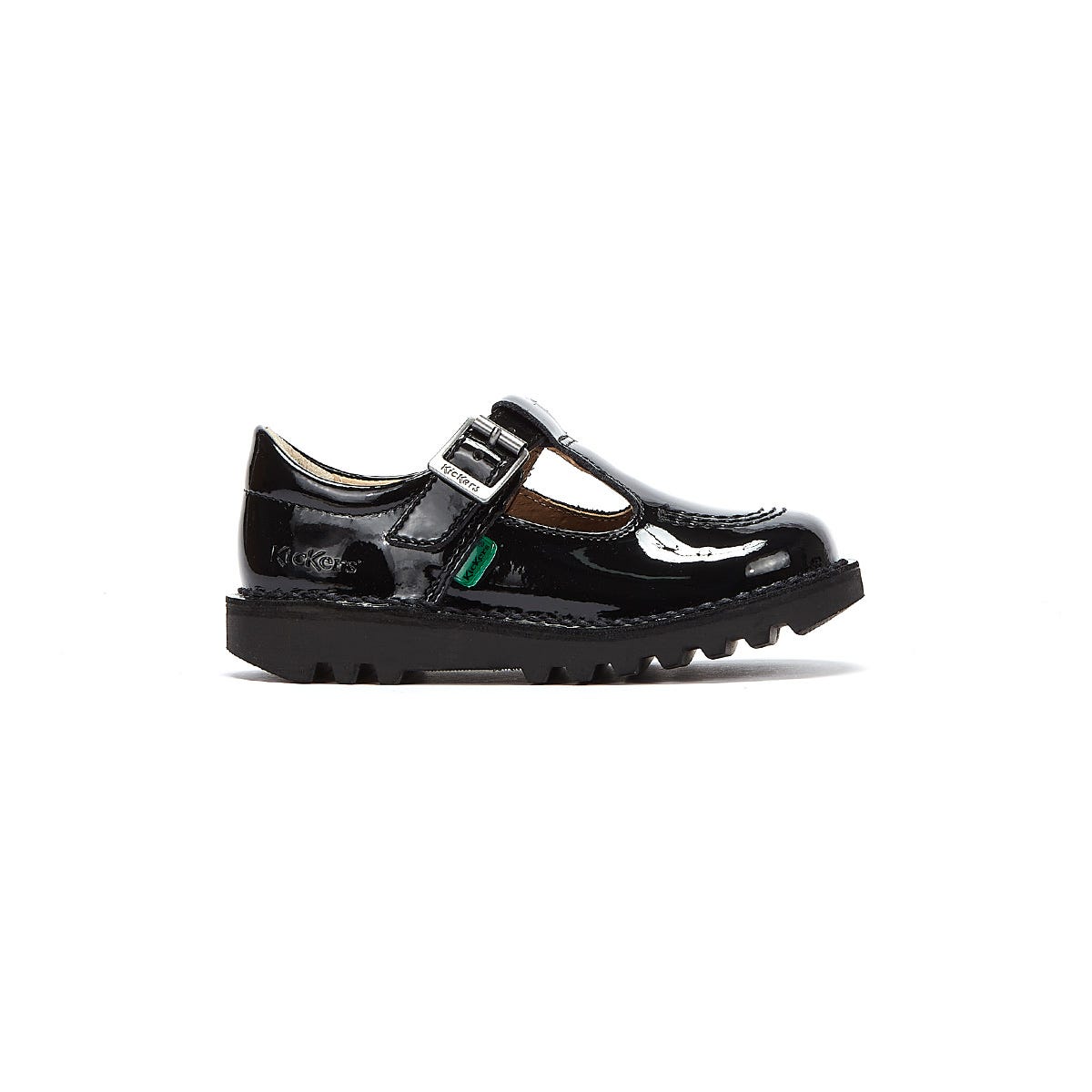 Kickers Infant Schwarz Kick T Bar Lackleder Schuhe