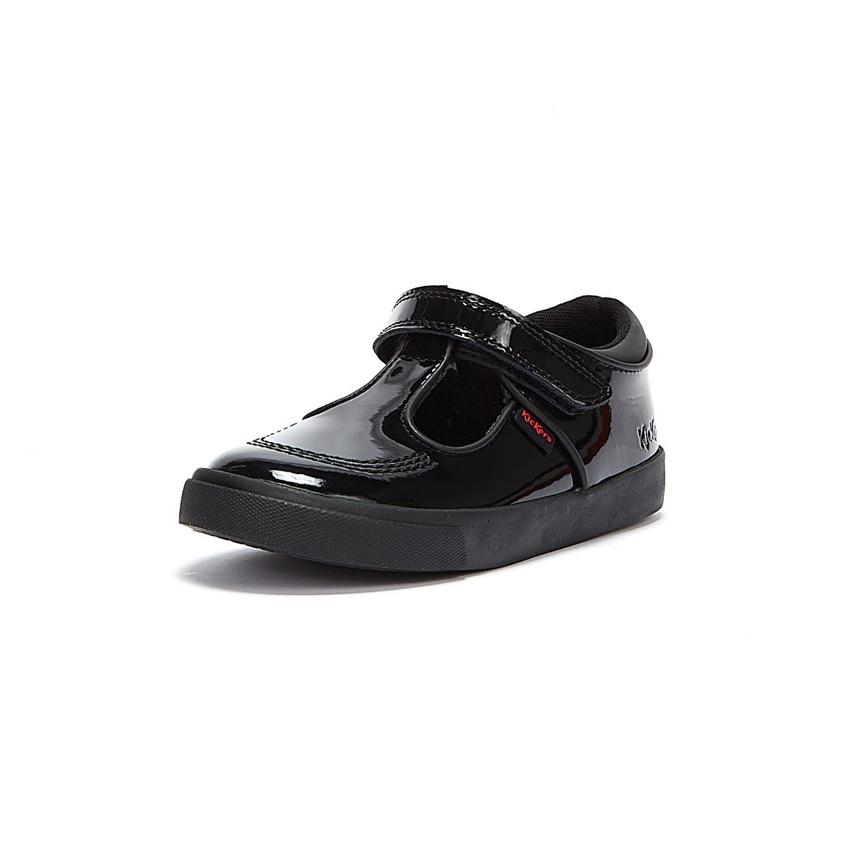 Kickers Infant Schwarz Tovni T Bar Lackleder Schuhe