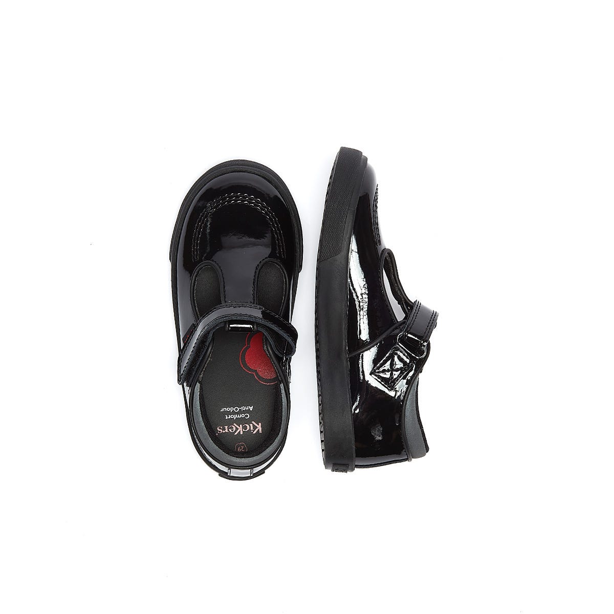 Kickers Infant Schwarz Tovni T Bar Lackleder Schuhe