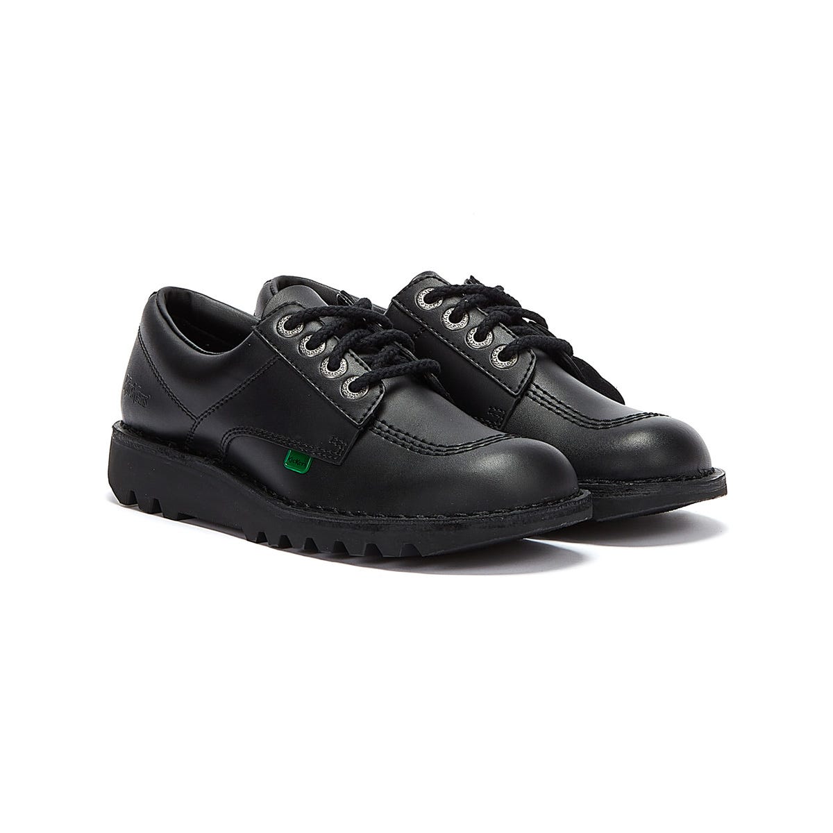 Kickers Kick Lo Jugend Schwarz Leder Schulschuhe