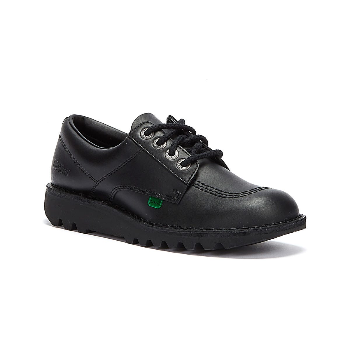 Kickers Kick Lo Jugend Schwarz Leder Schulschuhe