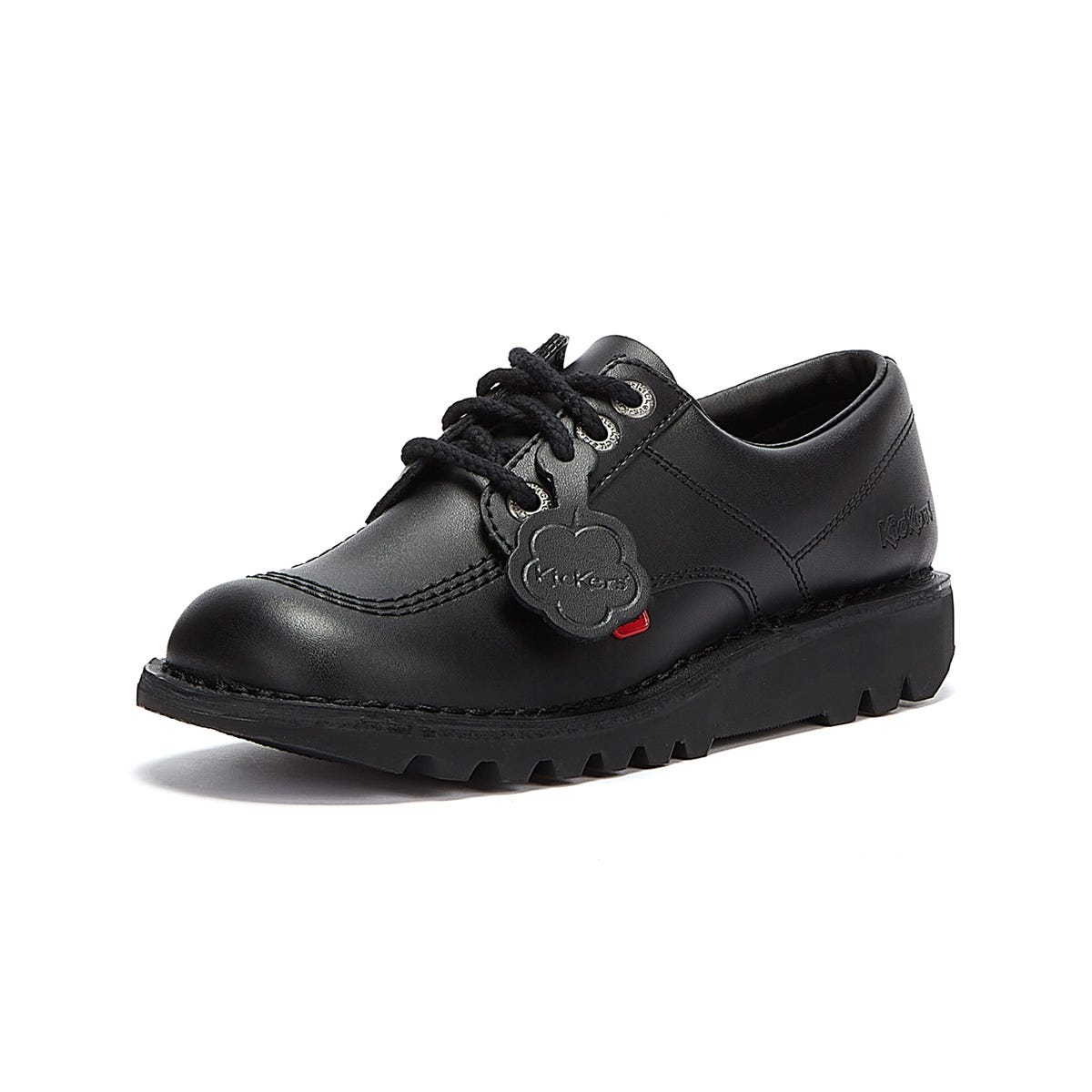 Kickers Kick Lo Jugend Schwarz Leder Schulschuhe