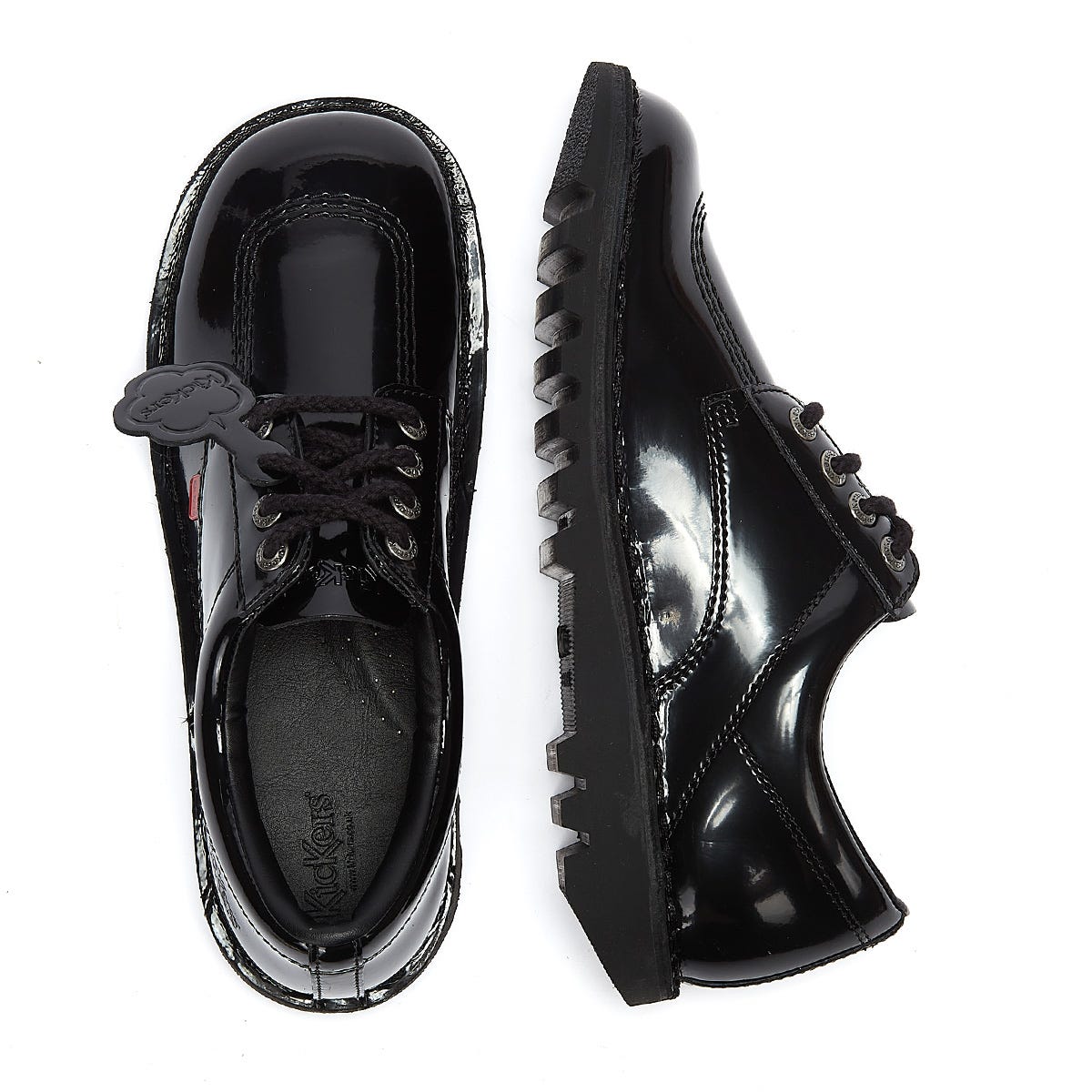 Kickers Kick Lo Schwarz Lack Schuhe