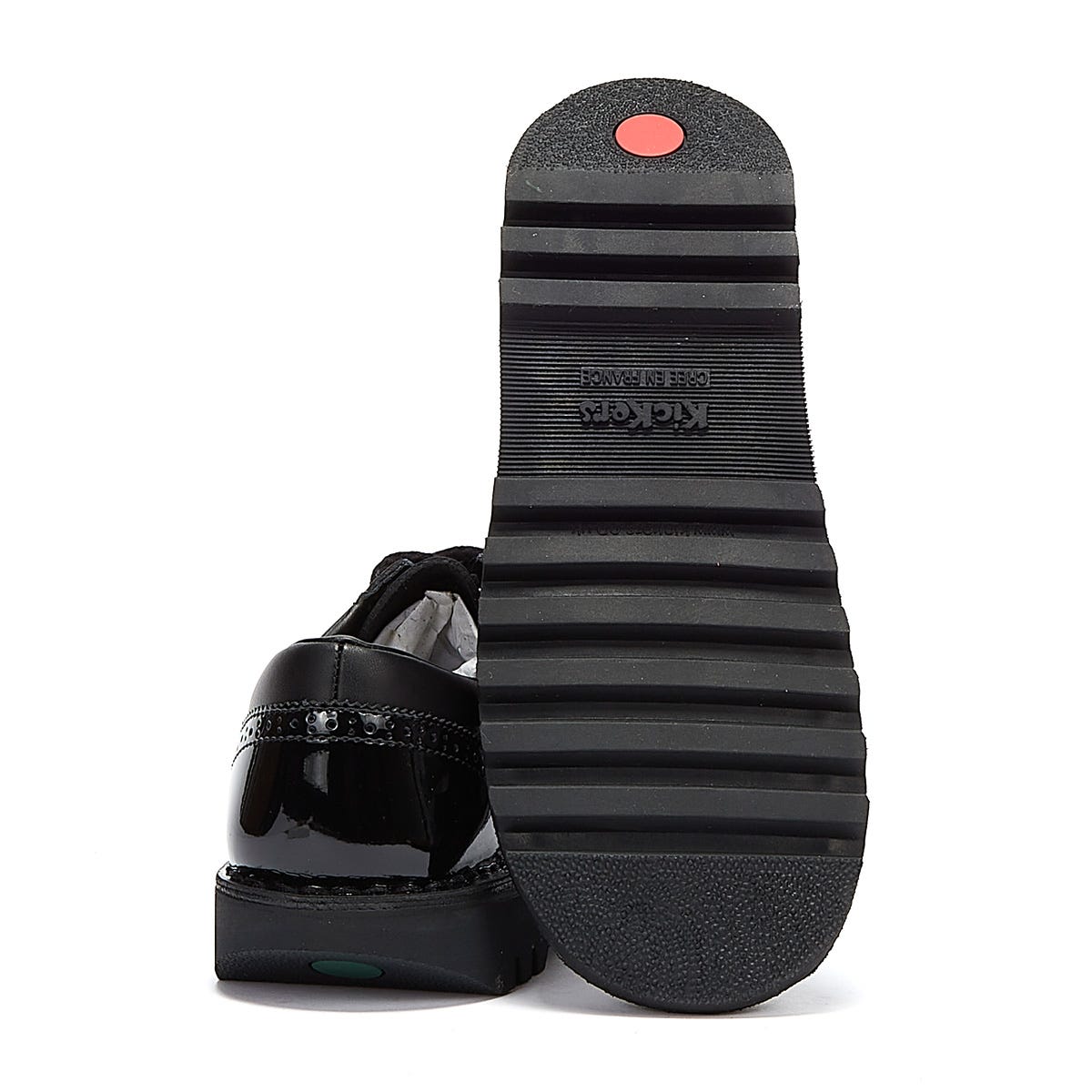Kickers Womens Kick Lo Schwarz Brogue Leder