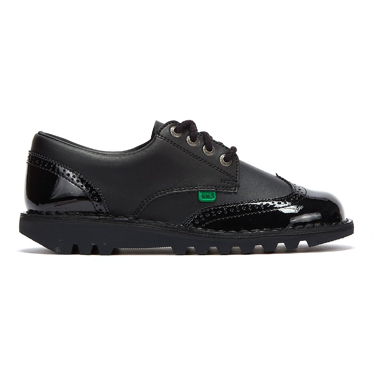 Kickers Womens Kick Lo Schwarz Brogue Leder
