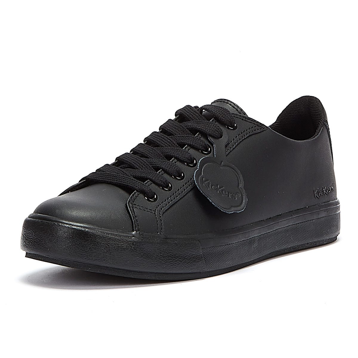 Kickers Schwarz Leder Tovni Lacer Turnschuhe