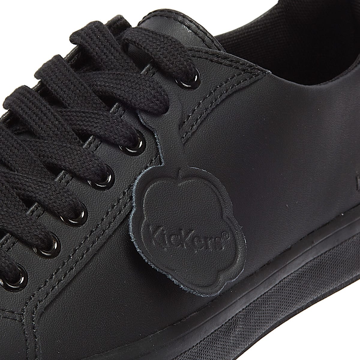 Kickers Schwarz Leder Tovni Lacer Turnschuhe