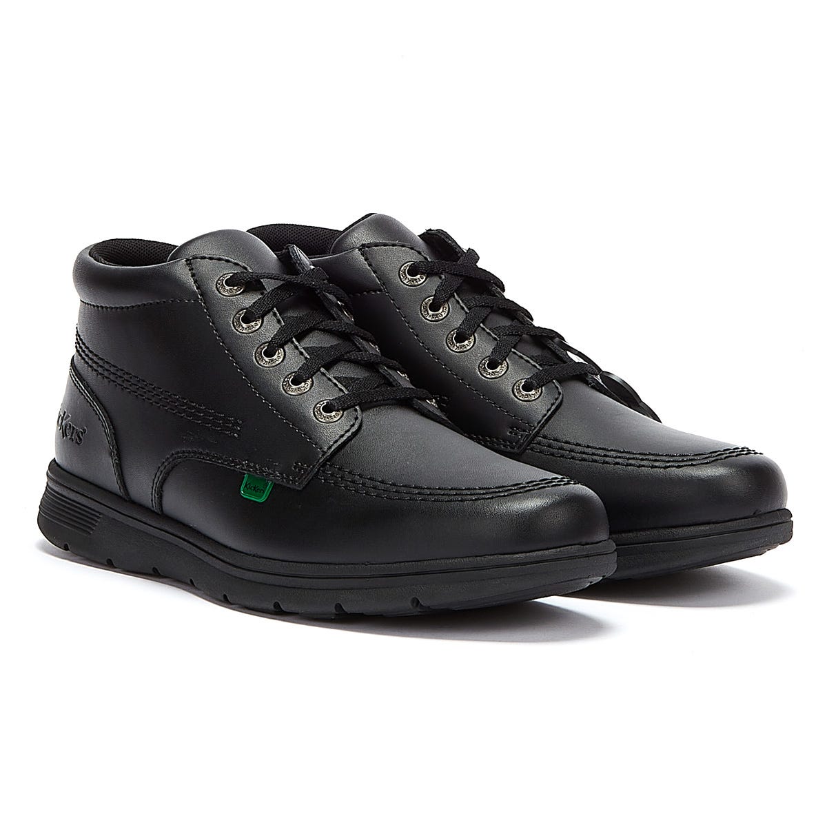 Kickers Kelland Lace Hi Schwarz Leder Stiefel