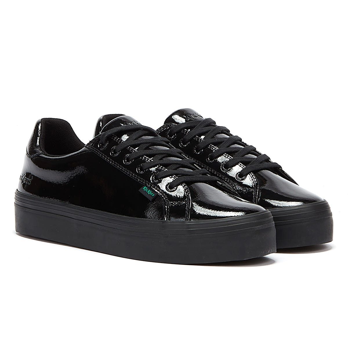 Kickers Tovni Stack Patent Leder Womens Schwarz Turnschuhe