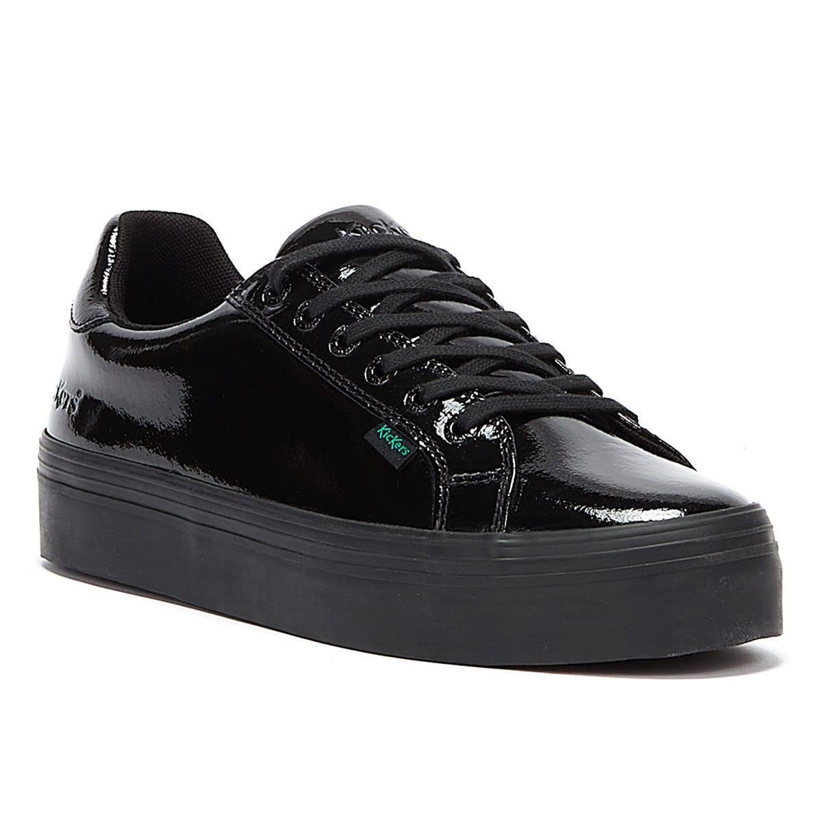 Kickers Tovni Stack Patent Leder Womens Schwarz Turnschuhe