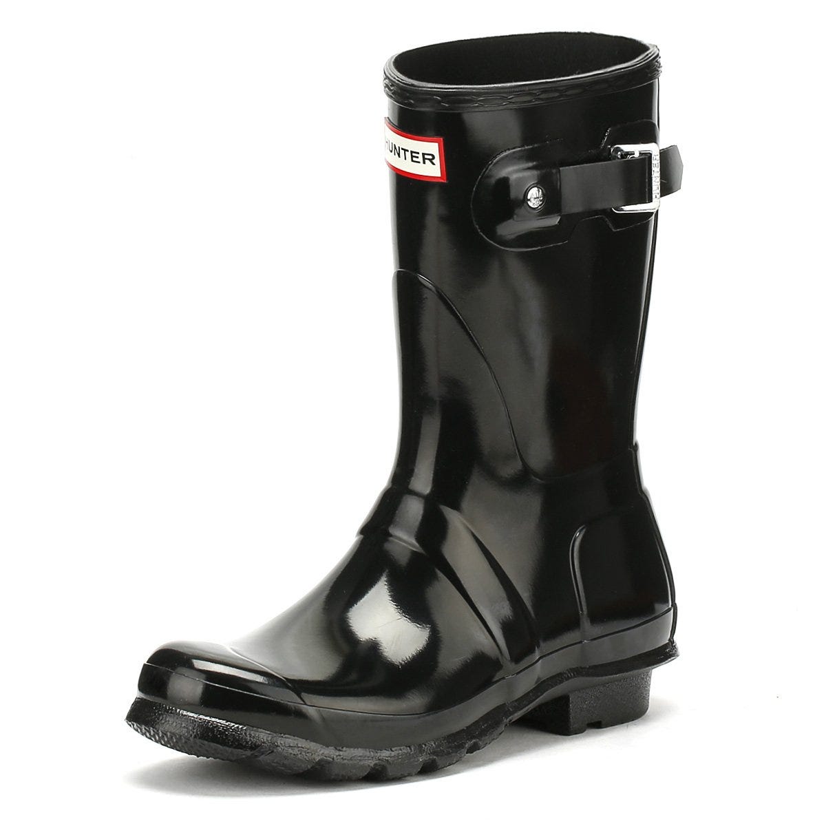 Hunter Original Short Gloss Womens Schwarz Wellies