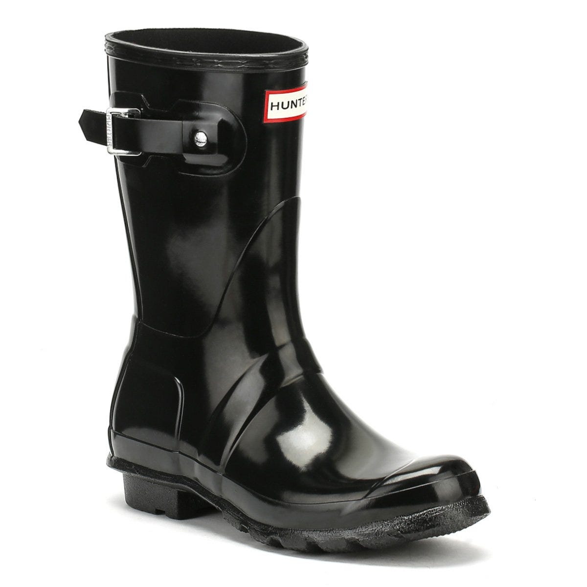 Hunter Original Short Gloss Womens Schwarz Wellies