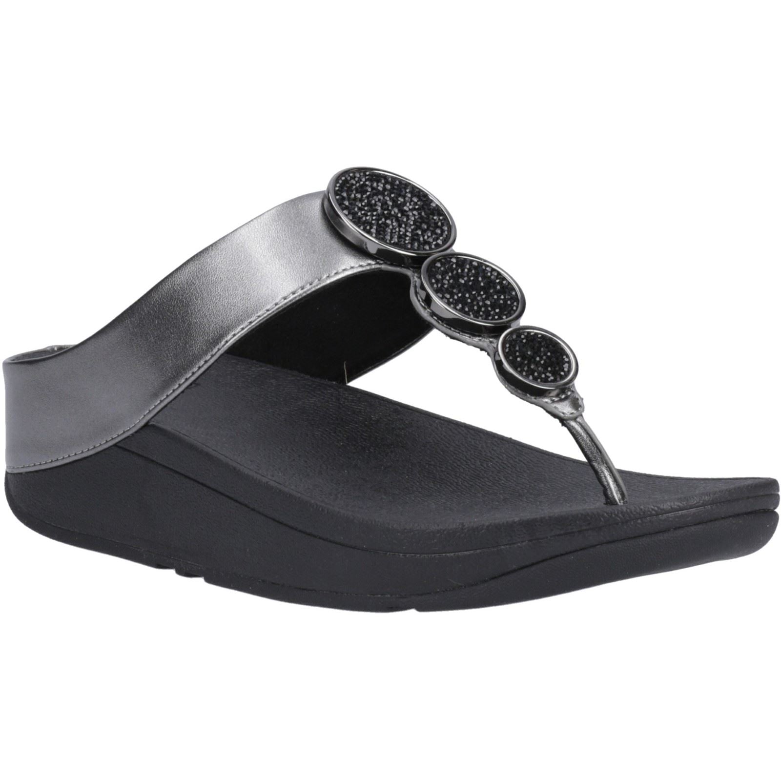Fitflop Halo Polyurethan Damen Sandalen In Pewter Schwarz